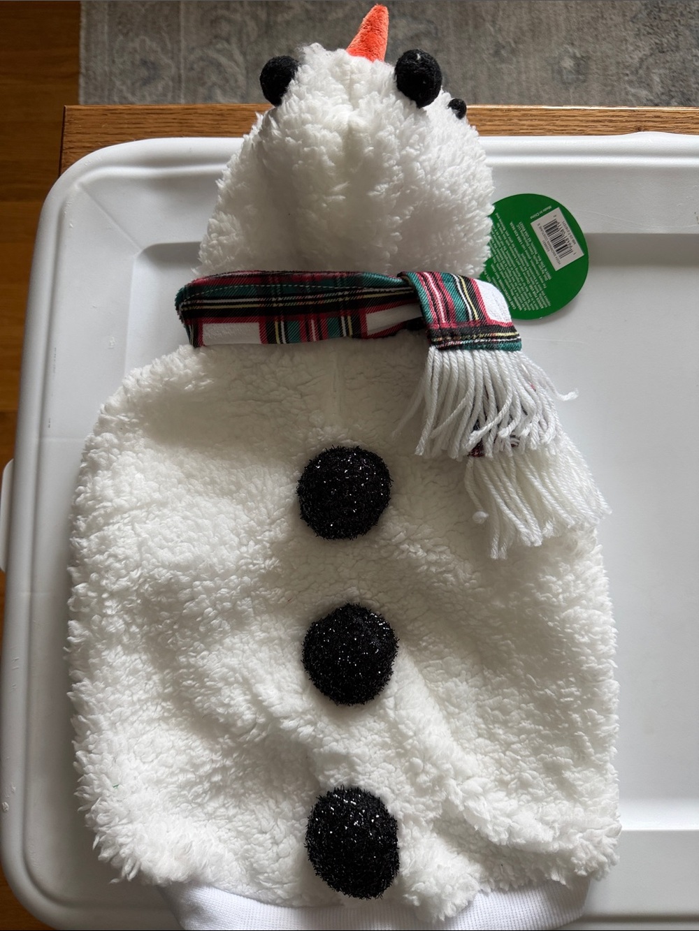 Holiday Snowman Pet Costume - White Plush - Picture 2 of 2